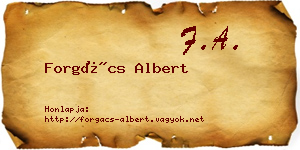Forgács Albert névjegykártya